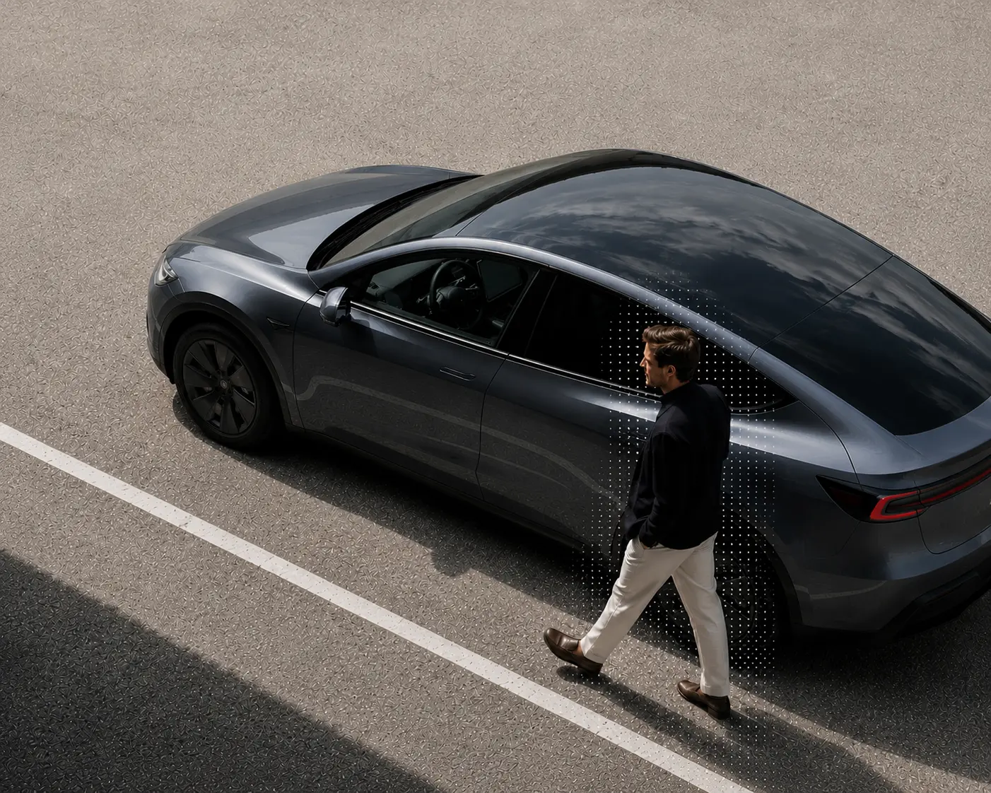 Man approaching a premium company car